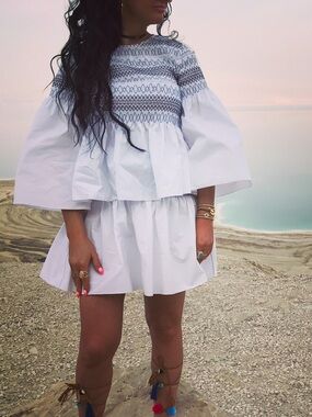 See By Chloe women set Top and Skirt White and Blue